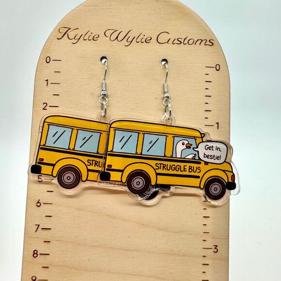 Struggle Bus Earrings - Funny Earrings - Teacher Accessories - Teen Earrings - Picture 8 of 8